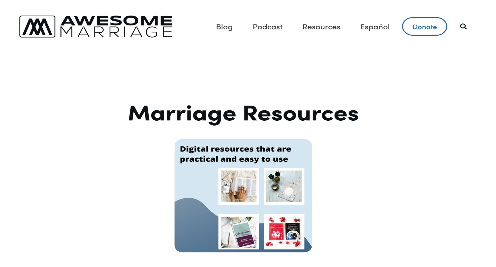 Resource thumbnail Awesome Marriage - Marriage Resources website